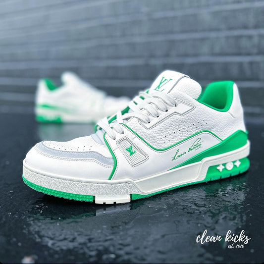 Green and White Louis Vuitton Trainer Green Men's clean kicks Columbus Ohio