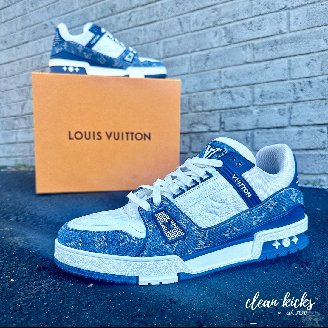 LV Trainer leather low trainers